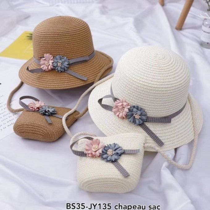 Ensemble chapeau et sac en paille (Mini Miss)