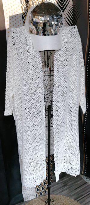 Long gilet dentelle 100% coton marque Capucine