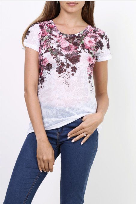 Tshirt avec fleurs recto/verso